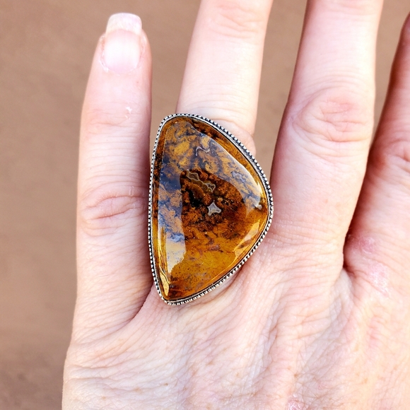 New Seam Agate 925 Silver Ring. - Picture 3 of 16